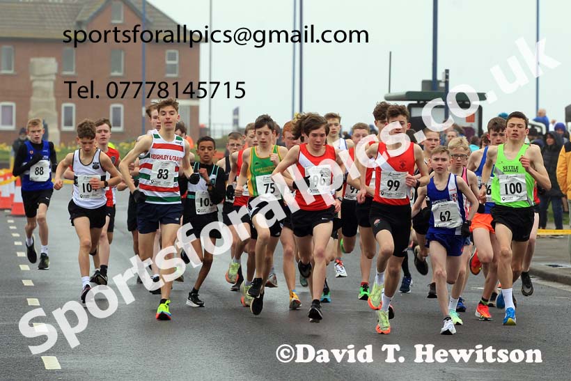 Boys under-15s 5k, 2023 Northern Mens 12 stage and Womens 6 Stage Relays and Young Athletes, Redcar. Photo: David T. Hewitson/Sports for All Pics